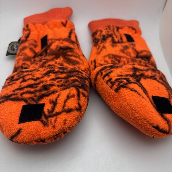 Whitewater Outdoors Orange fleece gloves one  size Fingerless Shooting Mitten 62 - Picture 1 of 4